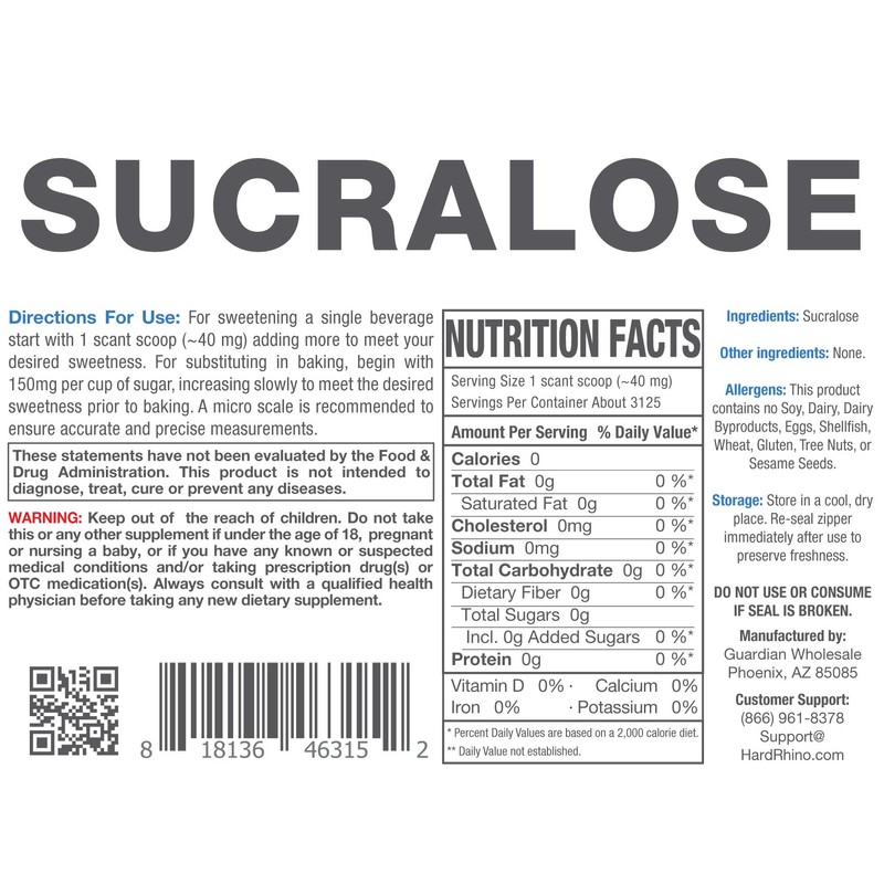 HR Supplements Sucralose Powder | 125 Grams | Zero Calorie
