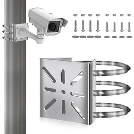 mizikuu Universal Vertical Pole Mount Surveillance Cameras, Stainless Steel Camera Pole Mount with 3 Adjustable Corner Bracket for Stage Lights, Solar Panels, CCTV IP Cameras