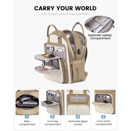 LOVEVOOK Laptop Backpack for Women with Laptop Compartment,Fits 17" Laptop