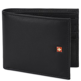 Swiss Military Cashier Men's Black Leather Wallet with 11 Card Slots and 2 Compartments for Banknotes, black, casual