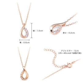 Bloom 0772-0637-0015-0000 Women's Necklace, Silver, Pink Gold Plated, Cubic Zirconia, Drop Motif, Sterling Silver, Cubic Zirconia