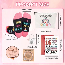 Pluvyze 6 x Sweet 16 Gifts for 16 Year Old Girls 16th Birthday Girl Gift 16 Years Girl Sweet 16 16th Birthday Decoration for 2009 Girls Daughter Granddaughter Sister Best Friend Niece