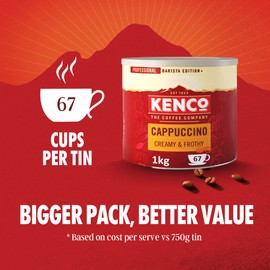 Kenco Cappuccino Instant Coffee 1kg - Tin 1kg (Pack of 1)