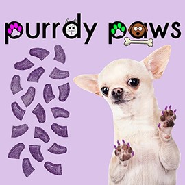 Purrdy Paws 100-Pack Soft Nail Caps for Dog Claws Purple Holographic Glitter XXL