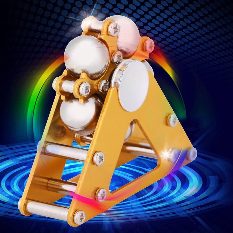 Yellow Aluminum Alloy Wheel Gyro with Tripod Stress Relief Hand