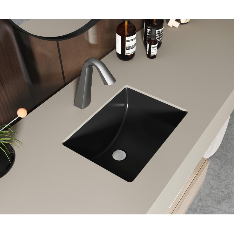 MEJE #202H -18 Inch Undermount Rectangle Bathroom Sink, Porcelain Ceramic