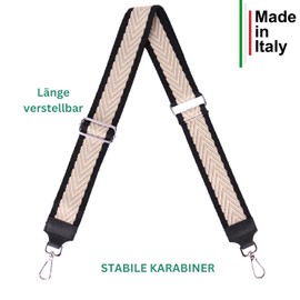 MIRROSI® Women's Bum Bag, Genuine Leather, Made in Italy, Shoulder Bag, Chest Bag, Crossbody Bag (1 Bag & 2 Straps), Black (lace black beige)