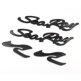 4pcs Sea Ray Searay SR Wave Script etters Boat Nameplate Emblems 3D Badge Sticker (Gloss Black)