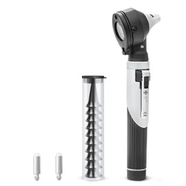 AIESI® Otoscope Professional Medical Fibre Optics Stainless Steel with LED 3V Lighting with White Light Visioscope