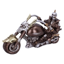 Nemesis Now Wheels of Steel 29cm Steampunk Motorcycle Skeleton Figurine, Silver