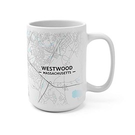 Hometown Bias Westwood, Massachusetts MA Map Mug (15 oz)
