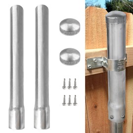 GRELWT 2 Pack 2-3/8" OD Metal Post Extender, 24" Fence Post Extension Height, Hot-dip Galvanized Steel, Includes Screws and Caps