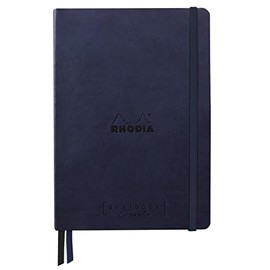 RHODIA 194449C - Bullet Journal Goalbook Creation Rigid Notebook Midnight Blue - A5 15.5x21x2 cm - Dotted Dot - 160 pages Clairefontaine Maya Smooth Black Paper 120 g/m - Faux Leather Cover