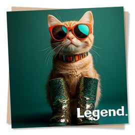 Funny Happy Birthday Card - Legend - Cat Lovers, Animal Lovers - For A Friend, Best Friend, Family, Relative, Special Someone
