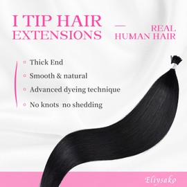 Itip Human Hair Extensions I Tip Hair Extensions Human Hair 50g 22inch(#1) Natural Black Itip Hair Extensions I Tips Hair Extensions Real Human Hair Cold Fusion Itip Hair Extensions