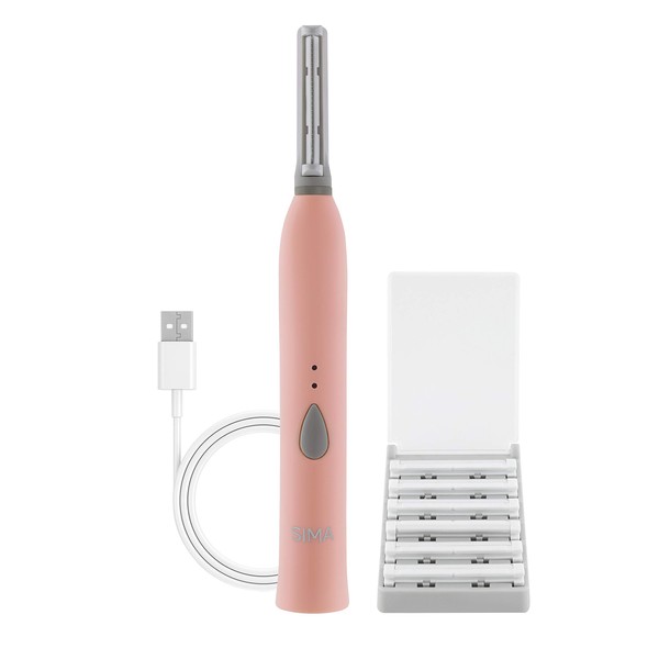 Spa Sciences - SIMA Dermaplaning Tool - Patented Painless 2 in 1 Facial Exfoliation & Peach Fuzz-Hair Removal System w/ 7 Weeks Treatment Included - Anti-Aging – 3 Speeds - Rechargeable