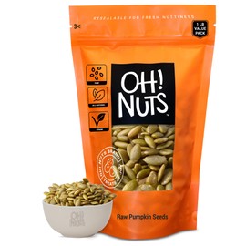 Pumpkin Seeds | Raw - 100% Natural | 1 lb | Unshelled Pepitas Raw | Packed in New York Zip-Seal Bag for Exceptional Freshness by Oh Nuts