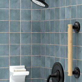 AquaChase Natural Bamboo Grab Bar for Bathroom & Toilet, ADA Compliant Balance Assist Handrail for Handicap and Seniors, 12in Matte Black