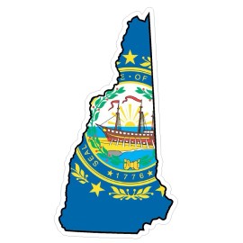 CustomDecal US New Hampshire State (Q30) Shape Flag Vinyl Decal Sticker Car/Truck Laptop