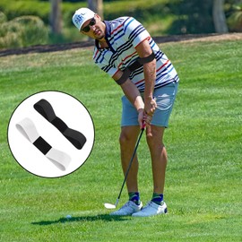 vaolmlop 2 Pcs Sport Golf Swing Trainer Aid Grip Band Trainer Golf Training Aids Professional Motion Posture Correction Belt For Men Women Kids(Black,White)