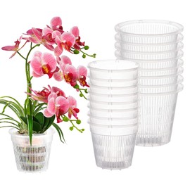 Orchid Pot 16 Pack Orchid Pots with Holes, 8 Each of 4.3 and 5.5 inch Clear Plastic Orchid Pots Breathable Slotted Orchids Planter Plastic Flower Plant Pot Indoor Outdoor (16 Pack)