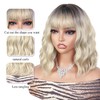 WIGER Short Ombre Ash Blonde Wave Hair with Bangs Synthetic