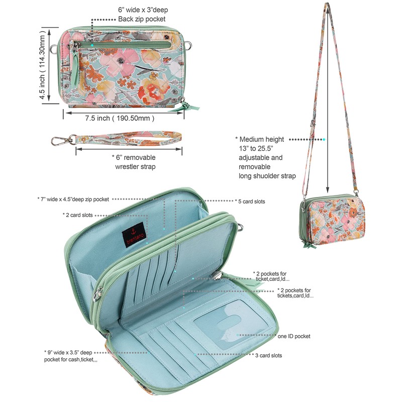 Brentano - Bolso cruzado acolchado de algodón con doble cierre,