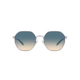 Coach HC7147 Sunglasses, Shiny Silver/Blue Yellow Gradient, 56 mm