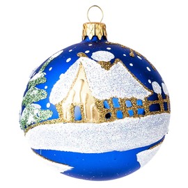 Polish Gallery 3-inch Glass Ball Christmas Ornament Santa Claus with Snowman Polish Glass Ornament (Navy Blue, 3-inch/80mm)