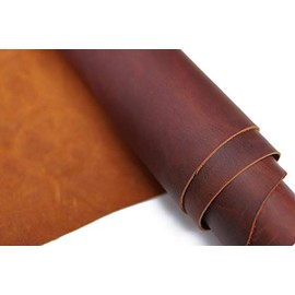 Tooling Leather Square 7-8oz (2.8-3.2mm) Thick Full Grain Cowhide Arts Crafts Leather Heavy Weight -Jeereal (Rust Red, 6"x12")