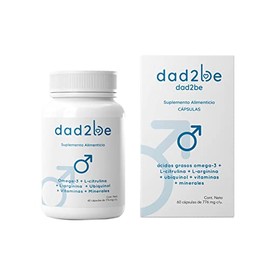 dad2be- Suplemento Alimenticio para hombres que estn buscando un proceso de fertilidad Omega- 3, L-Arginina, L-Citrulina y Ubiquinol Cpsulas para 30  