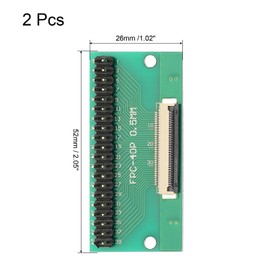 MECCANIXITY 2pcs FFC FPC Connector Board 40 Pin 0.5mm Socket to 2.54mm Double Row Male Pin Header Strip Adapter, PCB Converter Board for LCD TVs/Digital Cameras/Laptops