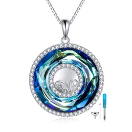 POPLYKE Cremation Urn Necklaces for Ashes Sterling Silver Filigree Urn Necklaces Memorial Keepsake Jewelry, Sterling Silver