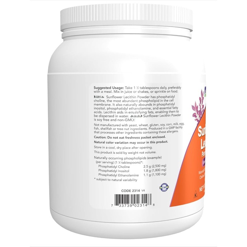 Sunflower Lecithin Pure, Phosphatidylcholine, Non-GMO, Soy Free, Vegan 454 g
