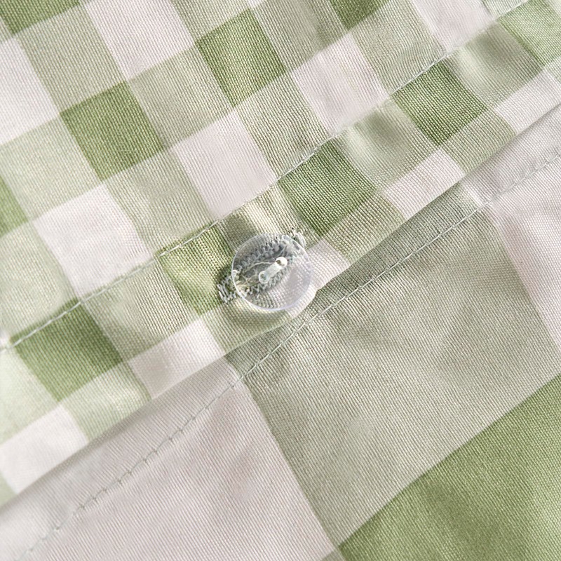 OHS Green Gingham Check Bedding Set, Single Duvet Covers Check