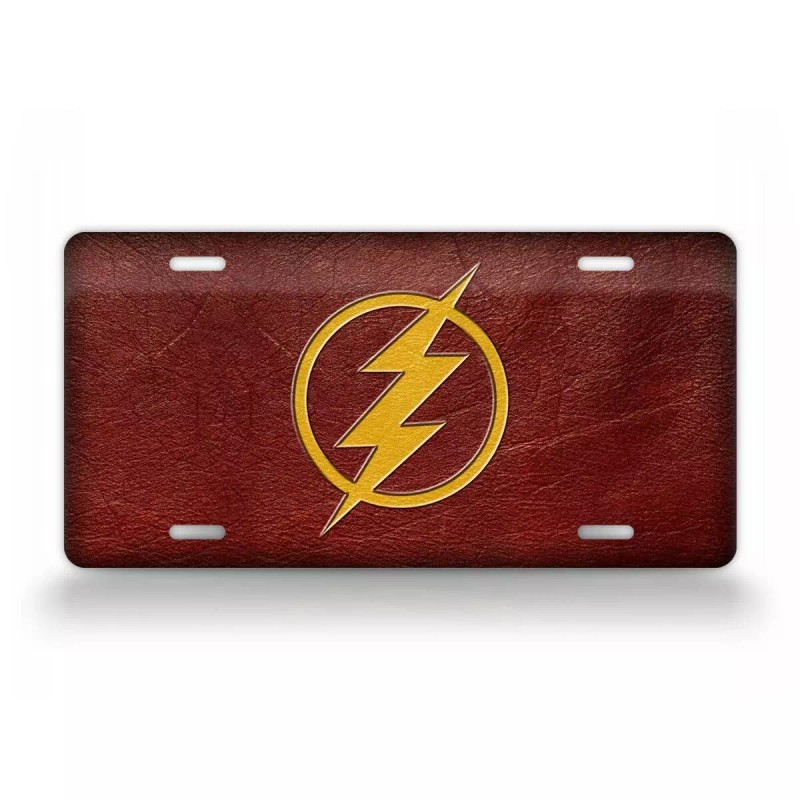 SignsAndTagsOnline.com Flash Lighting License Plate Lighting Bolt Leather Look Thunderbolt