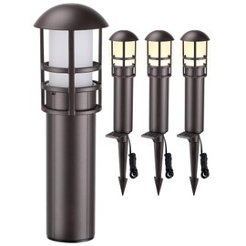 LEONLITE LED Low Voltage Landscape Pathway Lights, 3W 12V AC/DC Path Lighting, CRI90+, IP65 Waterproof, ETL Listed, Oil Rubbed Bronze Aluminum Housing, 3000K Warm White, Pack of 4