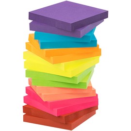 ZCZN Posits de Colores, Pack de 16 Bloc de Notas, 76 x 76 mm Notas Adhesivas,100 Hojas por Bloc, Total de 1600PCS, 8 Colores