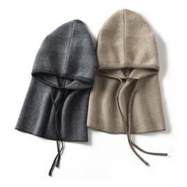 Women's Cashmere Knit Balaclava: All-in-One Hood, Scarf & Hat for Autumn lf1508 Free Size / Purple Velvet 4ea