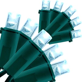 YULETIME Cool White Wide Angle LED Christmas Lights 200 Count 50 ft, Pack of 2 Strands 25 ft 100 Lights UL Certified Commercial Grade String Light Set (Cool White)