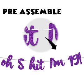 Oh S*it I’m 19! Banner Backdrop Glitter Purple Hello 19 Cheers to 19 Years Old Theme Decorations Decor for Man Woman Happy 19th Birthday Party Supplies Photo Studio Prop Favors