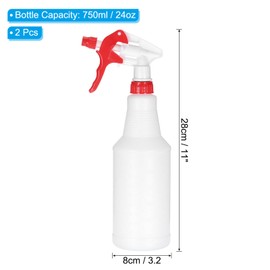 PATIKIL 750ml/24oz Plastic Spray Bottles, 2pcs Adjustable Nozzle Leak Proof Empty Water Mist Stream Sprayer for Cleaning Solutions Plants Hair, Red