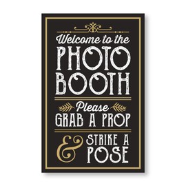 PERFECT PHOTO BOOTH PROP SIGN WITH EASEL BACKER STAND, Great for DIY Photo Booth, Grab A Prop Strike A Pose Photo Booth Sign, Great for wedding, birthday, holiday events and more!