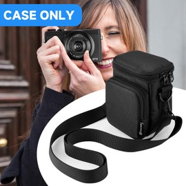 CaSZLUTION Travel Case for Canon PowerShot G7 X Mark II/ G7X Mark III / SX740 HS Digital 4K Vlogging Camera, Portable Point and Shoot Vlog Camera Bag with Strap for Sony ZV-1/ ZV-1F/ ZV-1 II, Black