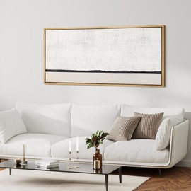 MUDECOR Extra Large Framed Canvas Print Wall Art Minimalist Dotted Horizon Line in Monochrome Antique Retro Fine Art Illustrations Decorative Colorful for Bedroom - 60"x30"