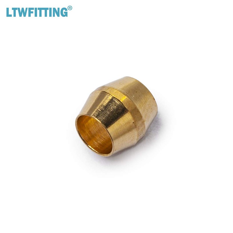 LTWFITTING 1/8-Inch Brass Compression Sleeves Ferrule with 1/8-Inch Compression Nut,