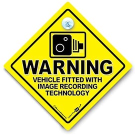 Warning Vehicle Fitted with Image Recording Technology Car Sign Suction Cup Car Sign, Dash Cam Vehicle Sign< CCTV Car Sign, Vehicle Camera Advisory Sign