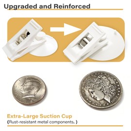 6 Packs Shower Curtain Clips with Suction Cup to Prevent Water Splashing Out, Windproof Splash Guard | Just Press Clip onto Wall| White