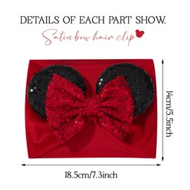 choicbaby Baby Girl Headbands Mouse Ears Headwrap with Sequin Polka Dot Bow Soft Stretchy Nylon Hair Bands for Newborn Infant Baby Toddler Girls- Pack of 2