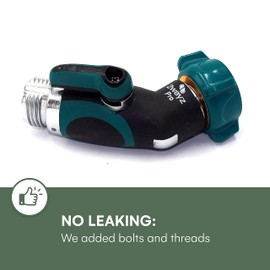 2WAYZ 45° Metal Hose Elbow, Hose Adapter, Hose Angle Connector, Water Hose Shut Off Valve, Heavy Duty